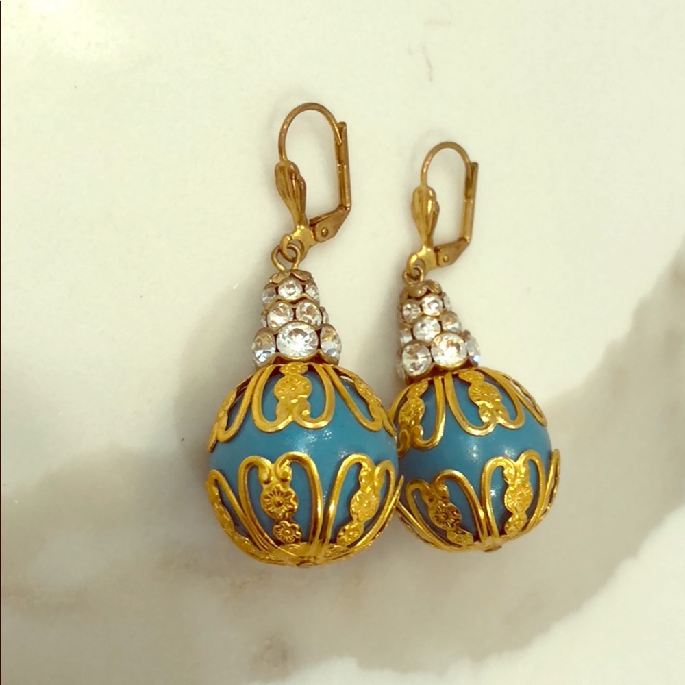 Vintage style bead turquoise earrings